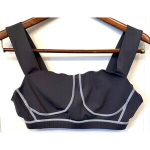 JustFab Active Sport Bra Gray M Athleisure White Stitching Accent Wide Strap